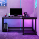 Black Metal Sledge Wooden L-Shaped Writing Desk Image - 13