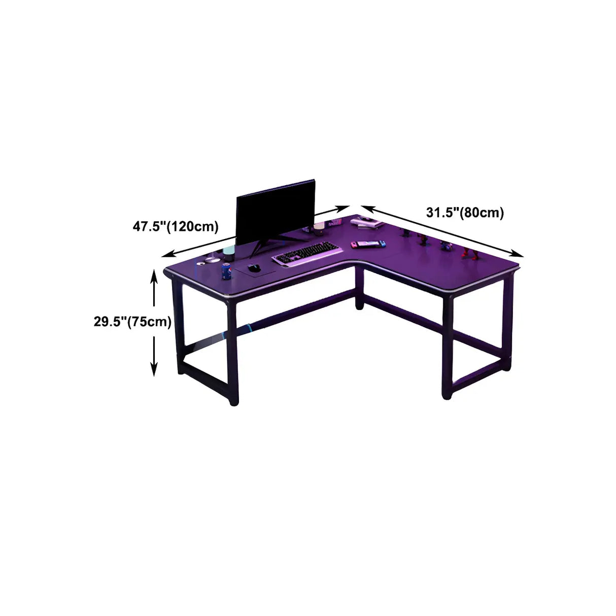 Black Metal Sledge Wooden L-Shaped Writing Desk Image - 22