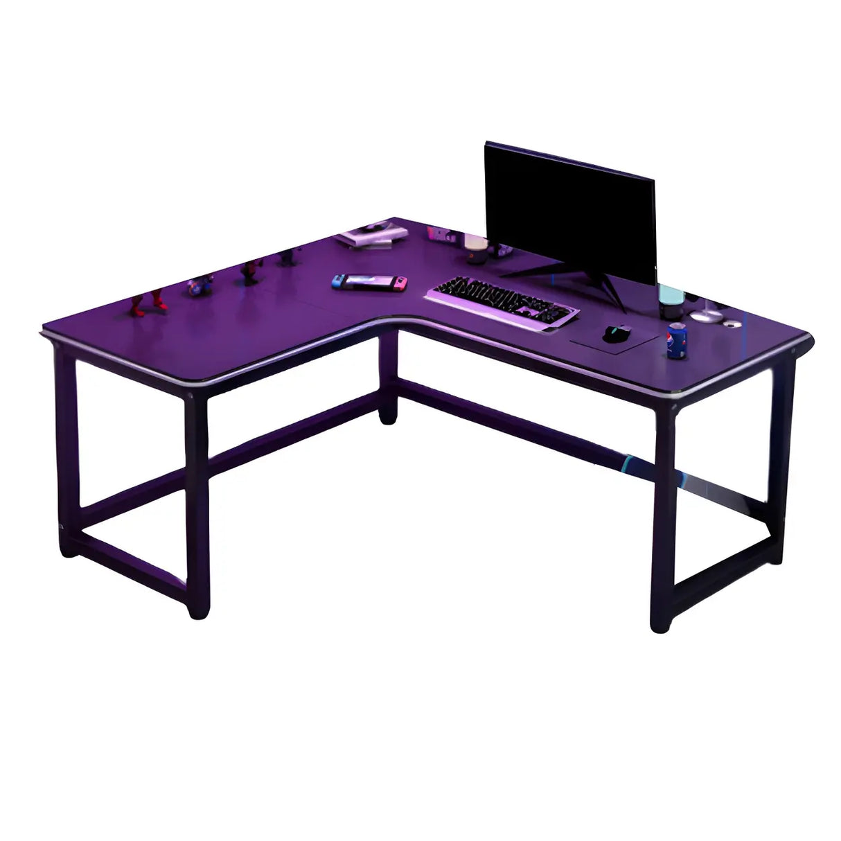 Black Metal Sledge Wooden L-Shaped Writing Desk Image - 5