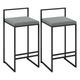 Black Metal Square Upholstered Barstool for Counters Image - 12