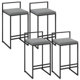 Black Metal Square Upholstered Barstool for Counters Image - 14