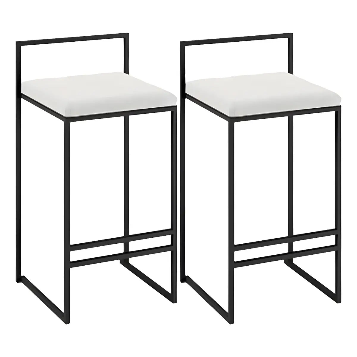 Black Metal Square Upholstered Barstool for Counters Image - 21