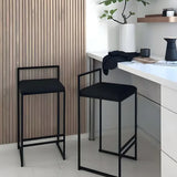 Black Metal Square Upholstered Barstool for Counters Image - 22