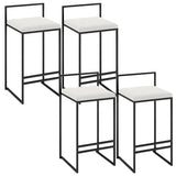 Black Metal Square Upholstered Barstool for Counters Image - 23