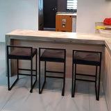 Black Metal Square Upholstered Barstool for Counters Image - 24