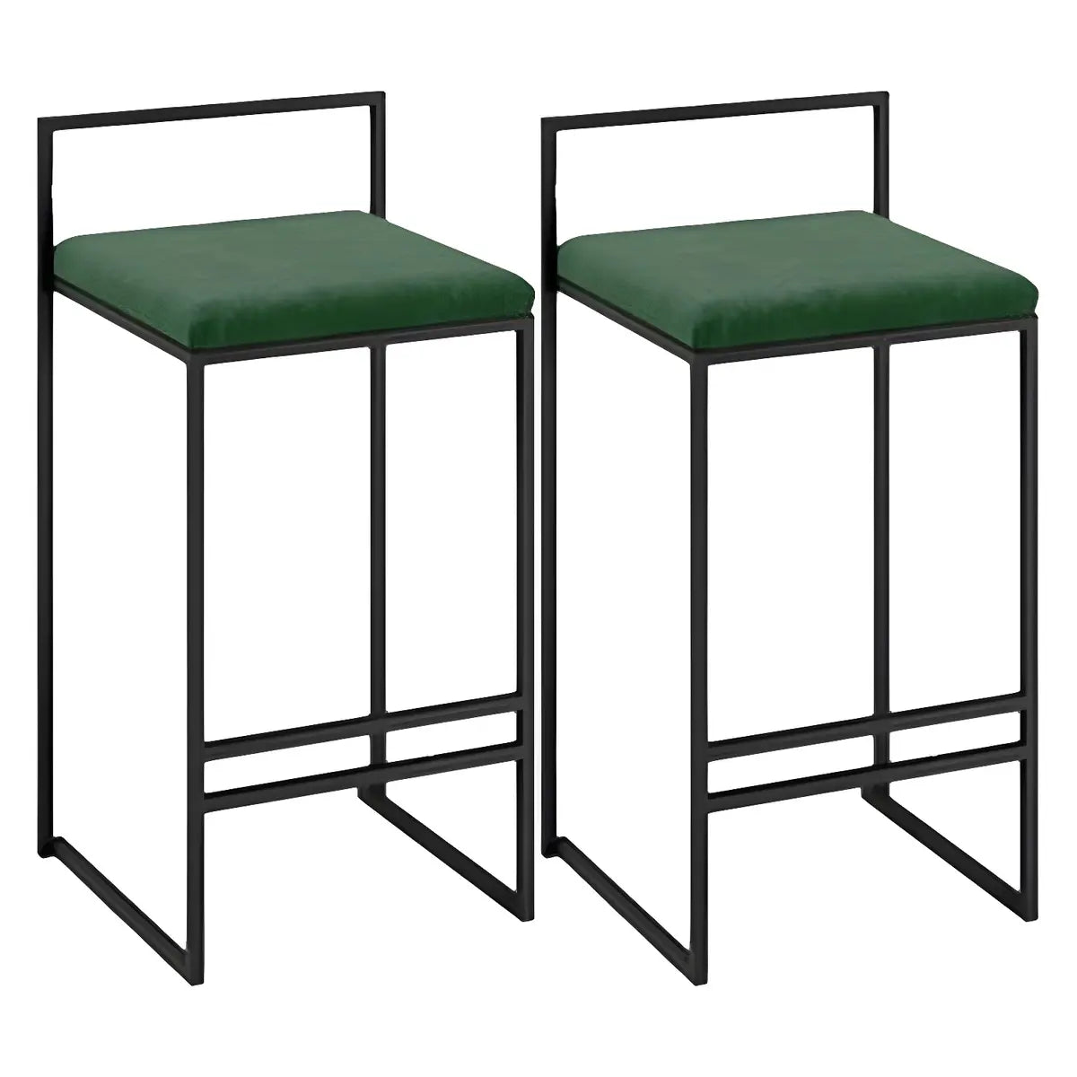 Black Metal Square Upholstered Barstool for Counters Image - 28