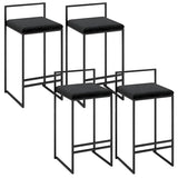 Black Metal Square Upholstered Barstool for Counters Image - 3