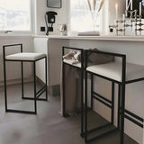 Black Metal Square Upholstered Barstool for Counters Image - 4