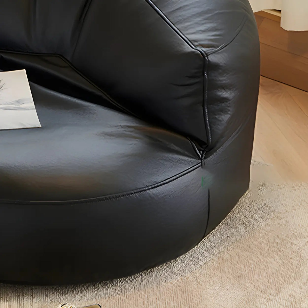 Black Microfiber Leather Side Chair with Fixed Back Image - 12