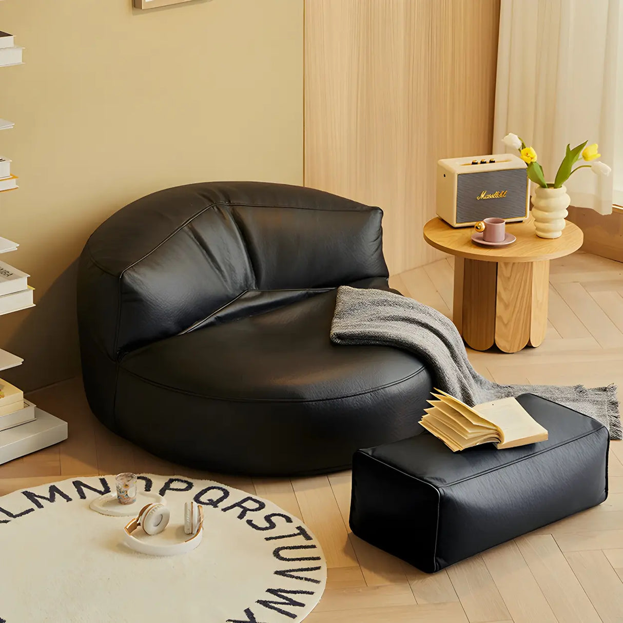 Black Microfiber Leather Side Chair with Fixed Back Image - 18