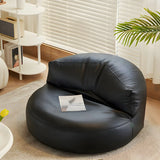 Black Microfiber Leather Side Chair with Fixed Back Image - 1