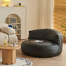 Black Microfiber Leather Side Chair with Fixed Back Image - 5