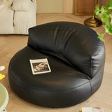 Black Microfiber Leather Side Chair with Fixed Back Image - 7