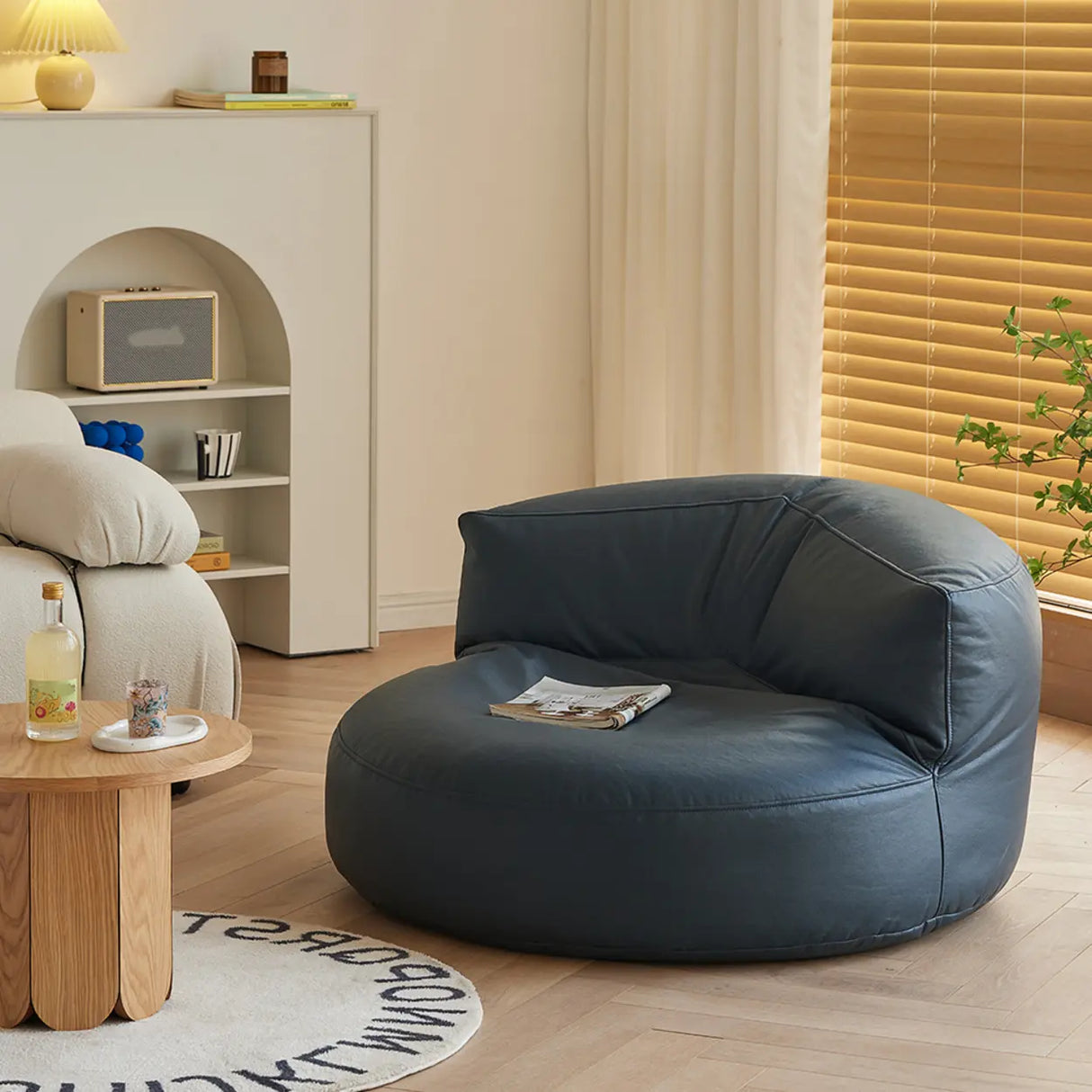 Black Microfiber Leather Side Chair with Fixed Back Image - 9