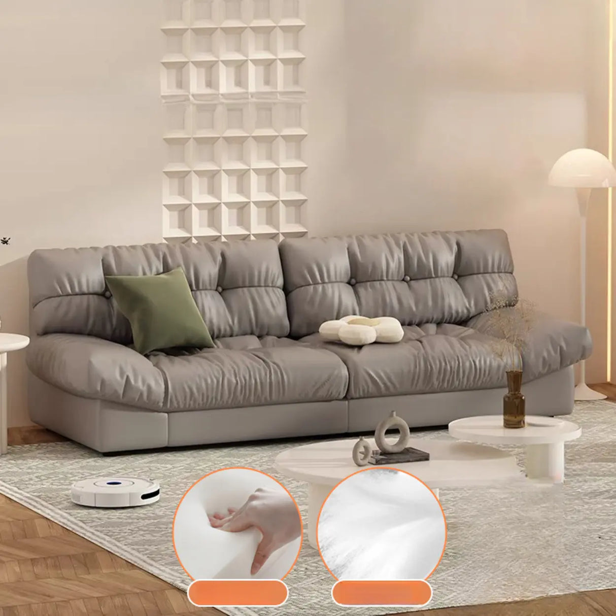 Black Milk Fleece Tufted Back Memory Foam Fill Loveseat Image - 11