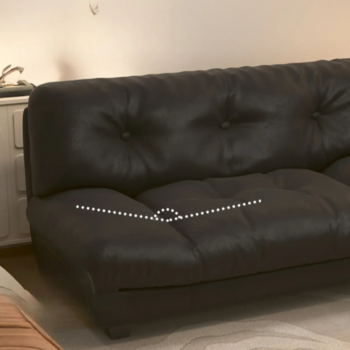 Black Milk Fleece Tufted Back Memory Foam Fill Loveseat Image - 12