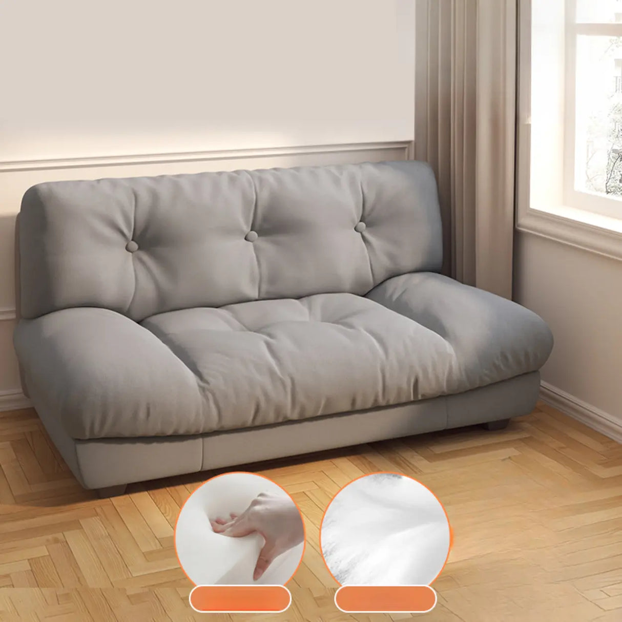 Black Milk Fleece Tufted Back Memory Foam Fill Loveseat Image - 13