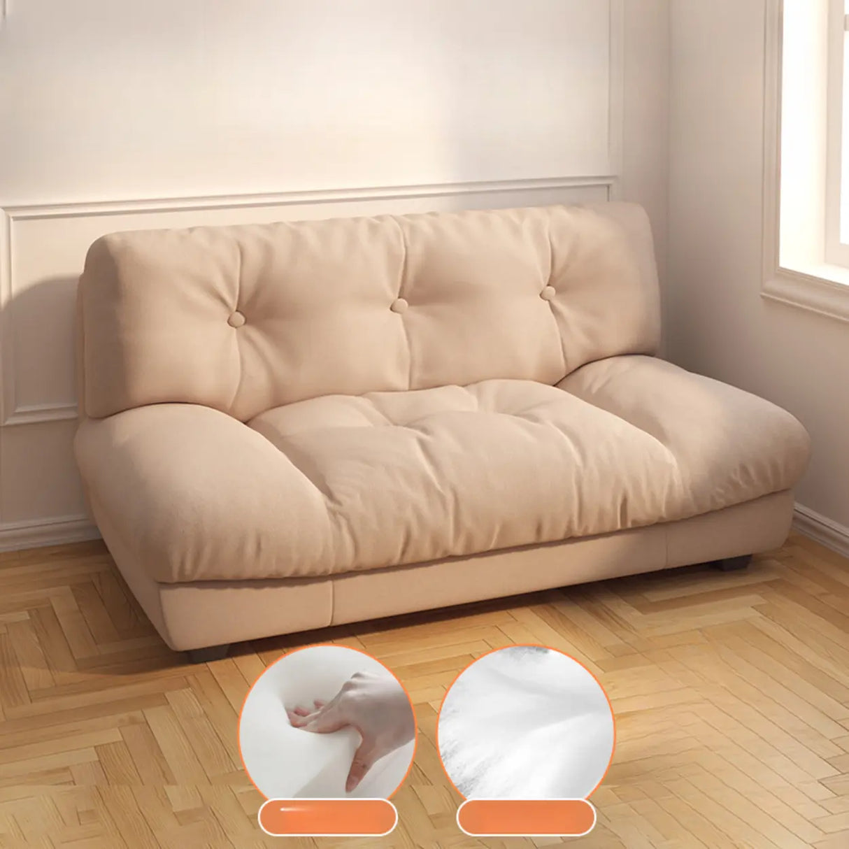 Black Milk Fleece Tufted Back Memory Foam Fill Loveseat Image - 15