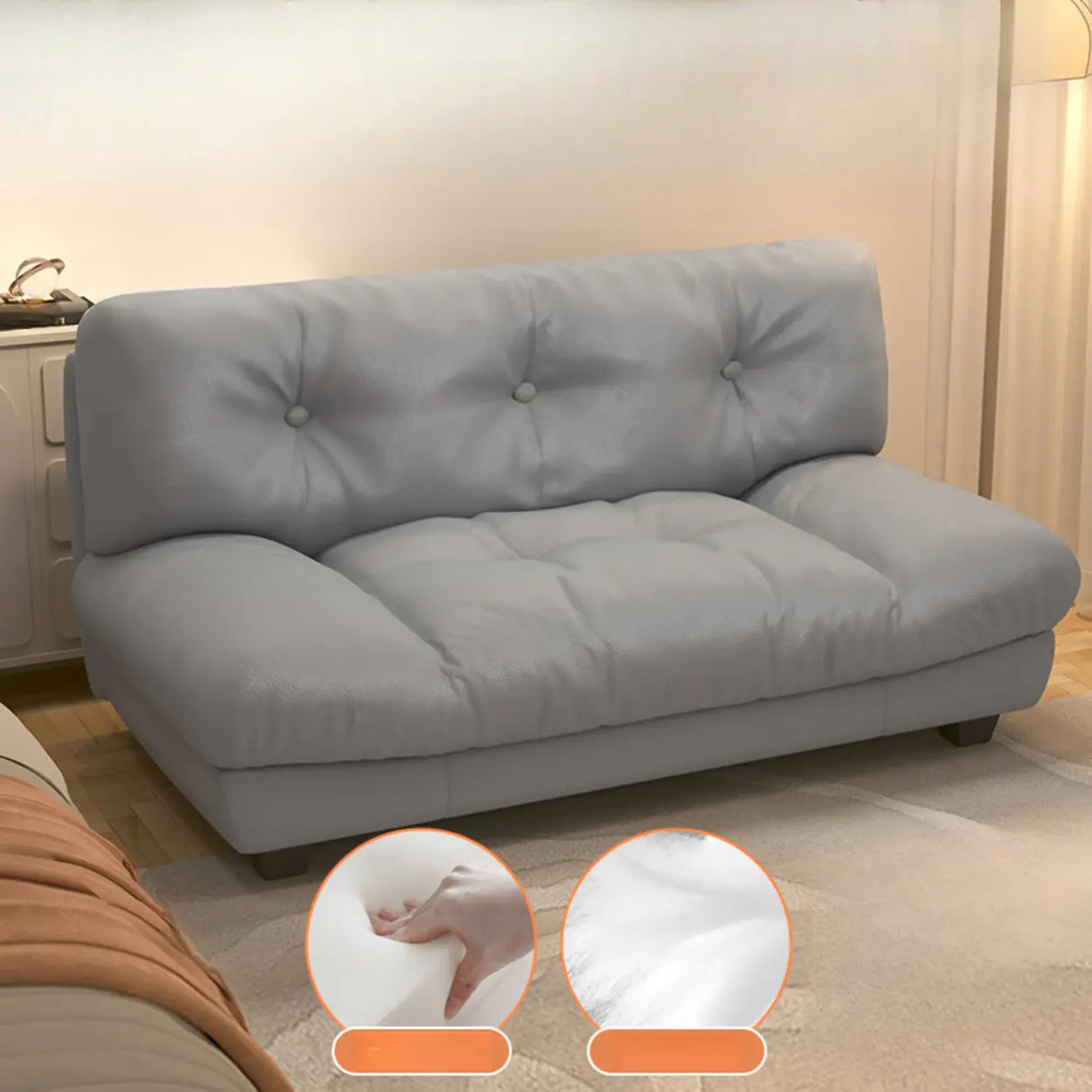 Black Milk Fleece Tufted Back Memory Foam Fill Loveseat Image - 3