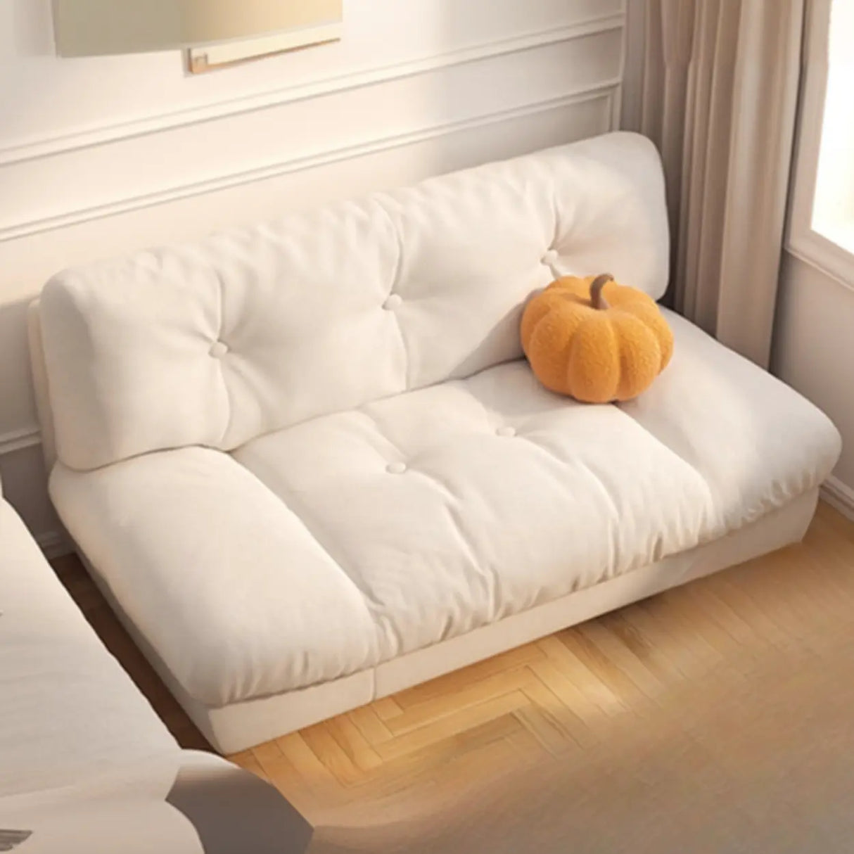 Black Milk Fleece Tufted Back Memory Foam Fill Loveseat Image - 4