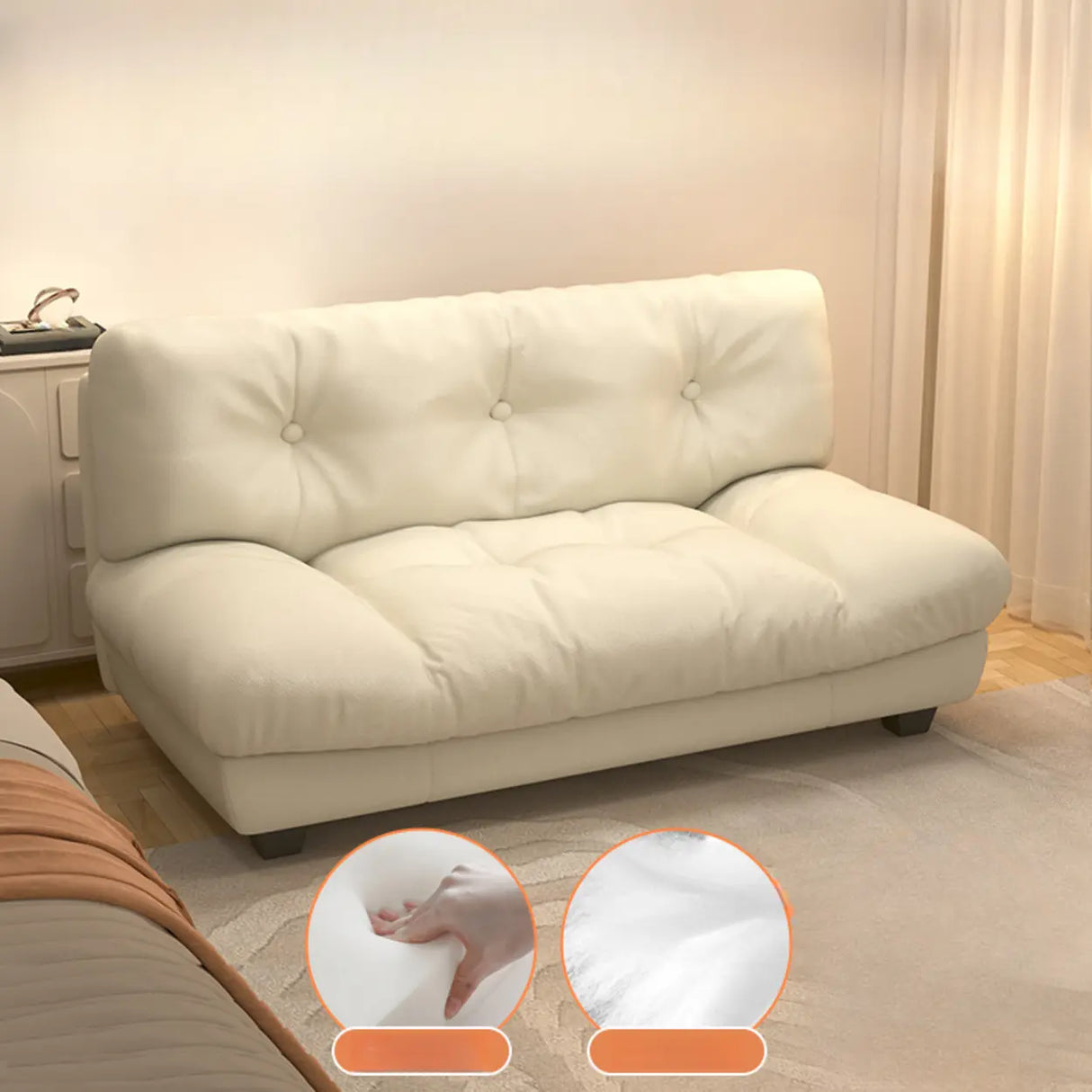 Black Milk Fleece Tufted Back Memory Foam Fill Loveseat Image - 9