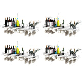 Black Minimalist Iron Floating Wall Mount Holder Wine Rack Image - 12