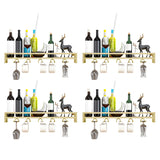 Black Minimalist Iron Floating Wall Mount Holder Wine Rack Image - 18