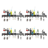 Black Minimalist Iron Floating Wall Mount Holder Wine Rack Image - 6