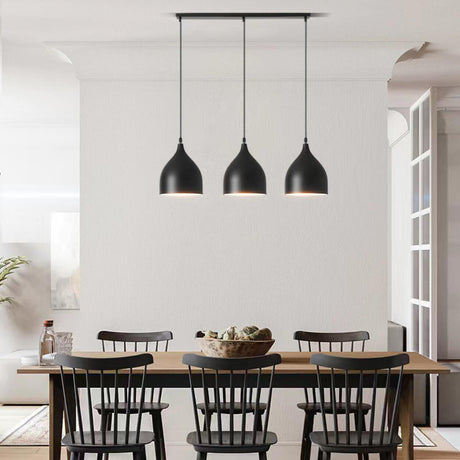 Black Modern 3-Light Teardrop Island Hanging Light Image - 1