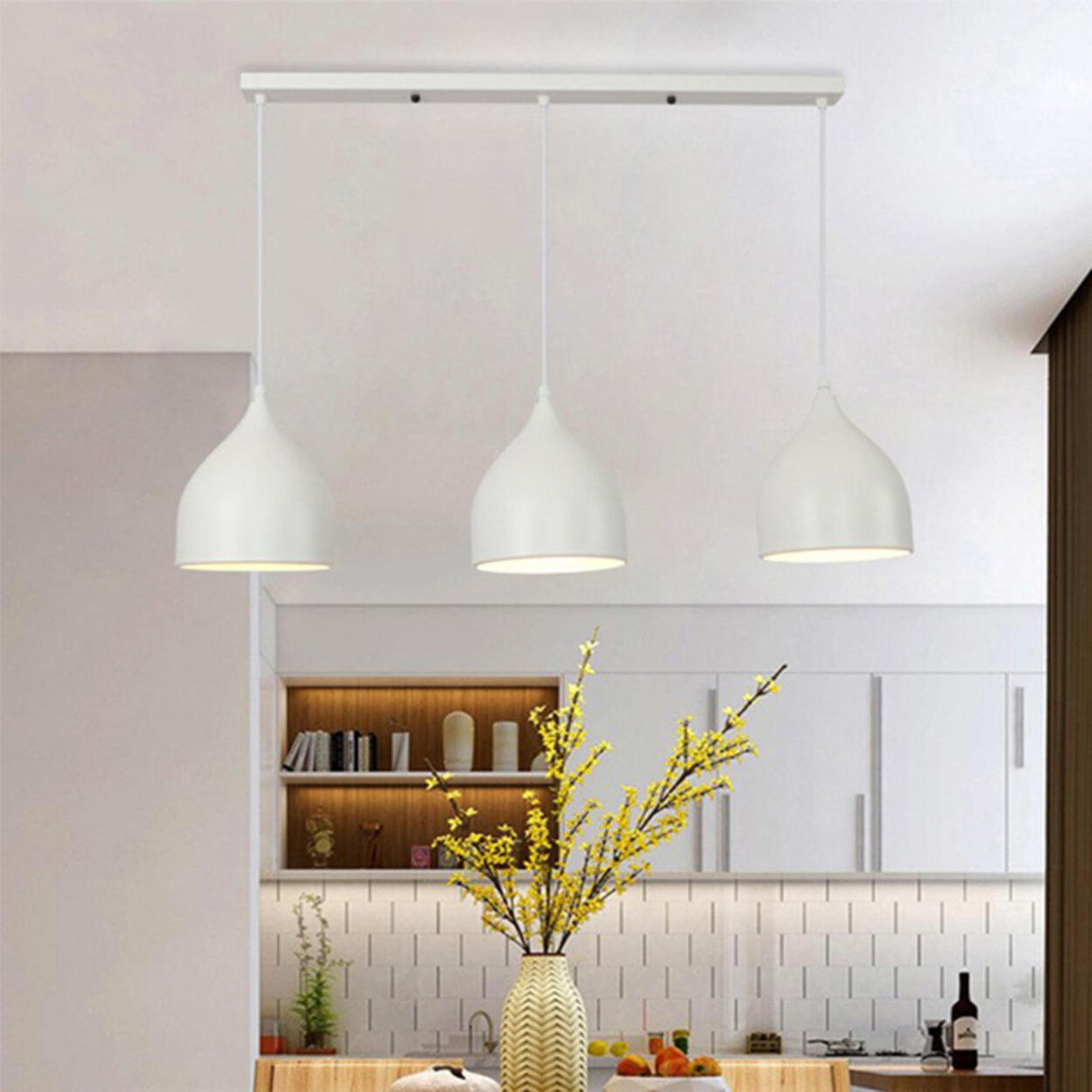 Black Modern 3-Light Teardrop Island Hanging Light Image - 4