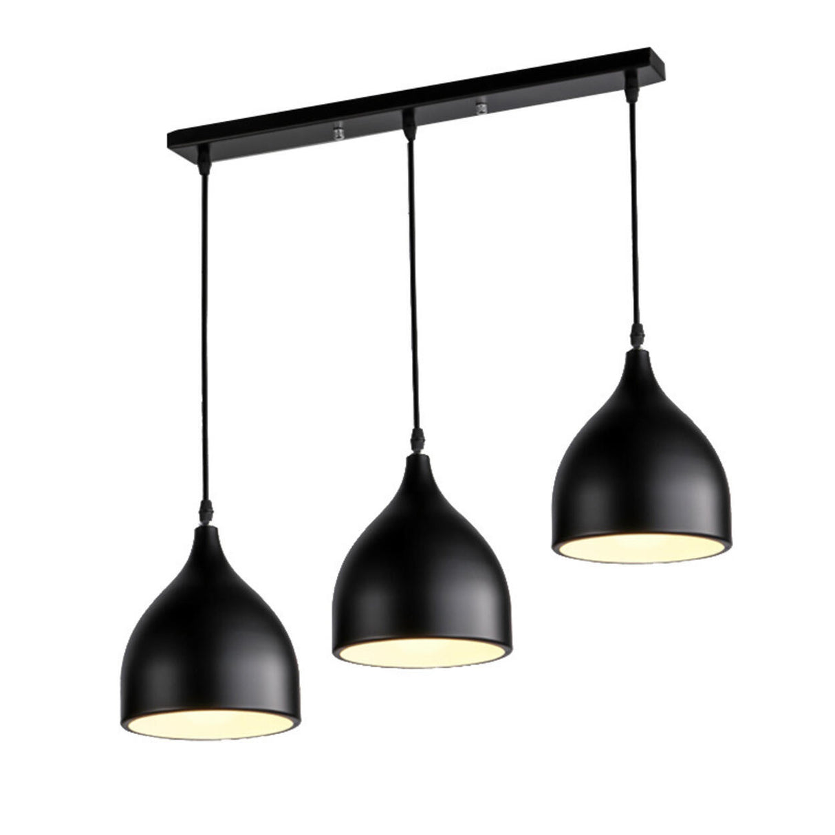 Black Modern 3-Light Teardrop Island Hanging Light Image - 5