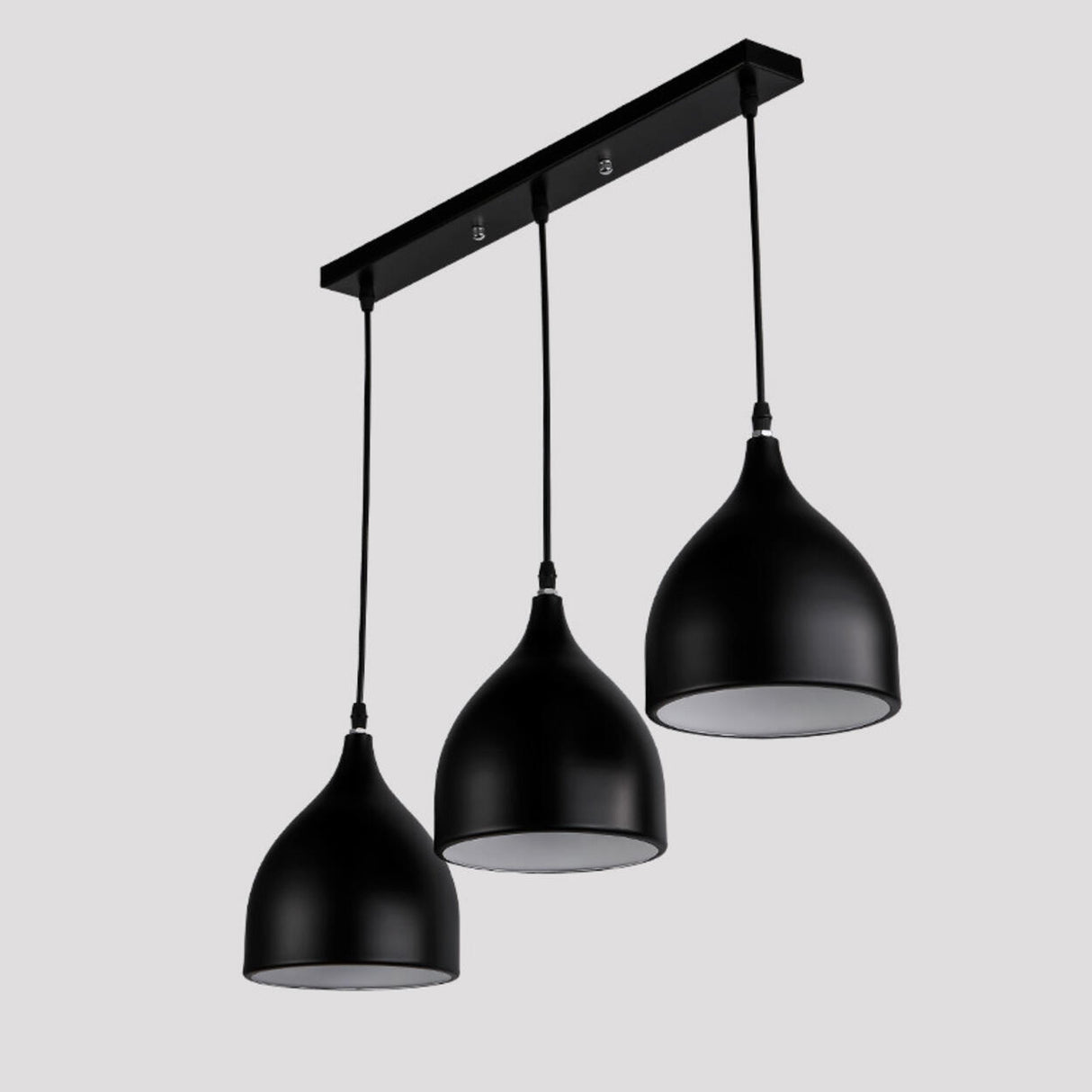 Black Modern 3-Light Teardrop Island Hanging Light Image - 8