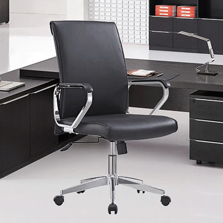 Black Modern Ergonomic Leather Office Chair with Arms Image - 1