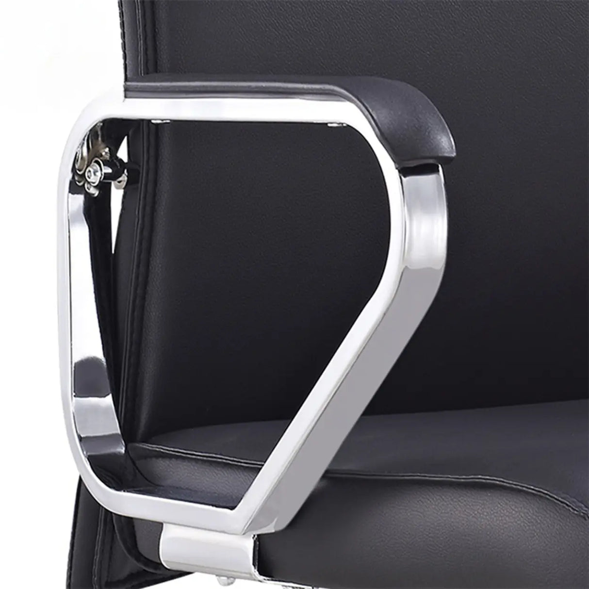 Black Modern Ergonomic Leather Office Chair with Arms Image - 10
