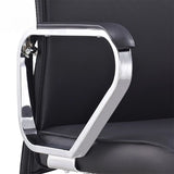 Black Modern Ergonomic Leather Office Chair with Arms Image - 10