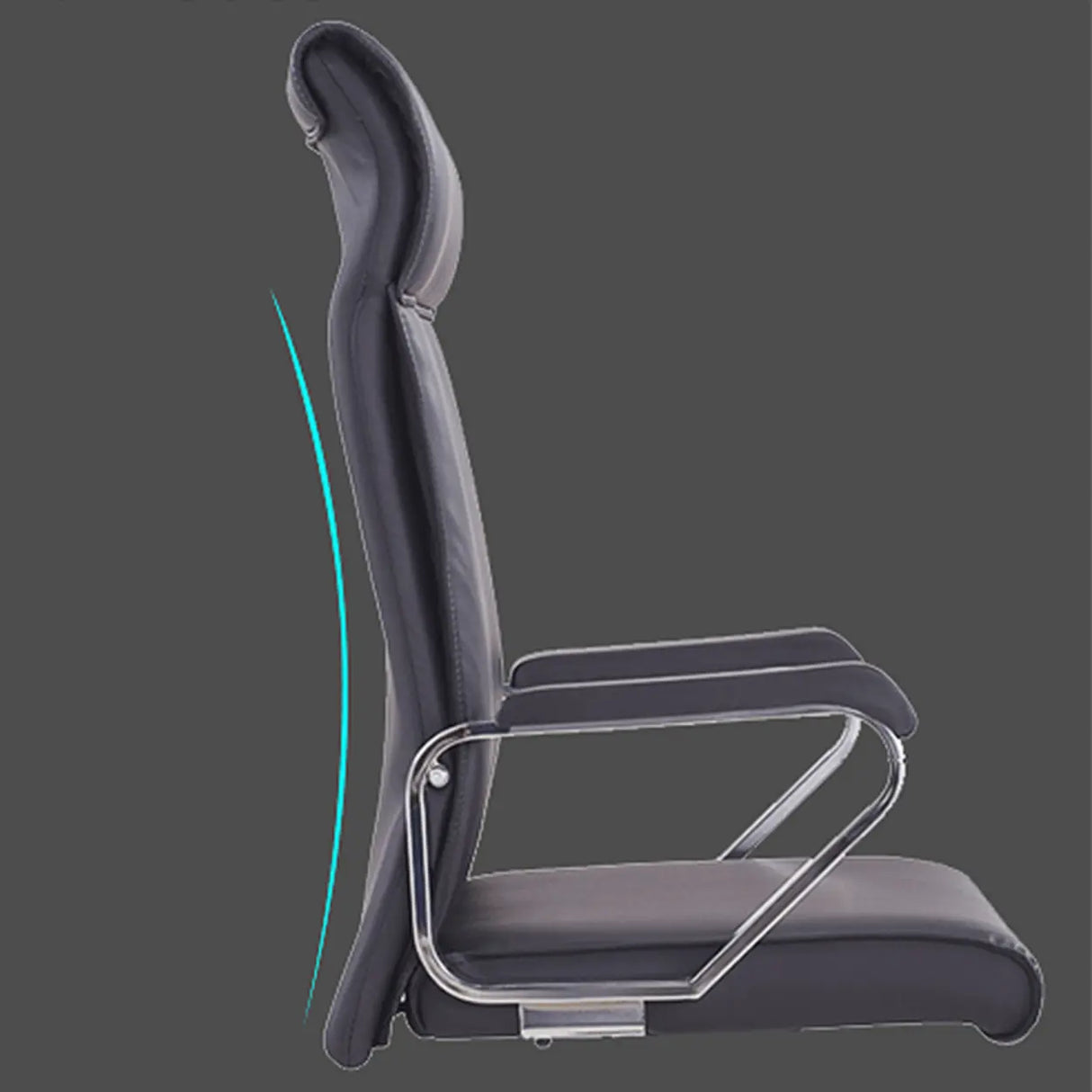 Black Modern Ergonomic Leather Office Chair with Arms Image - 11