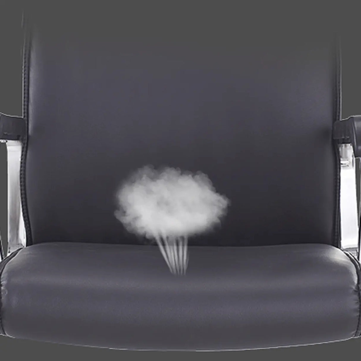 Black Modern Ergonomic Leather Office Chair with Arms Image - 12