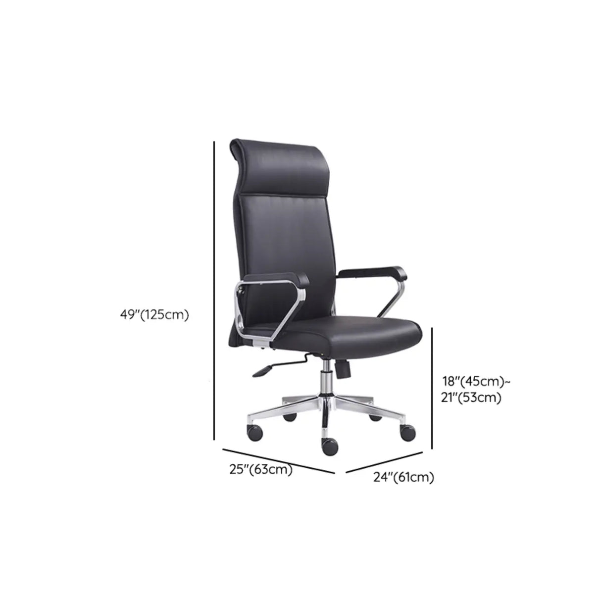 Black Modern Ergonomic Leather Office Chair with Arms 