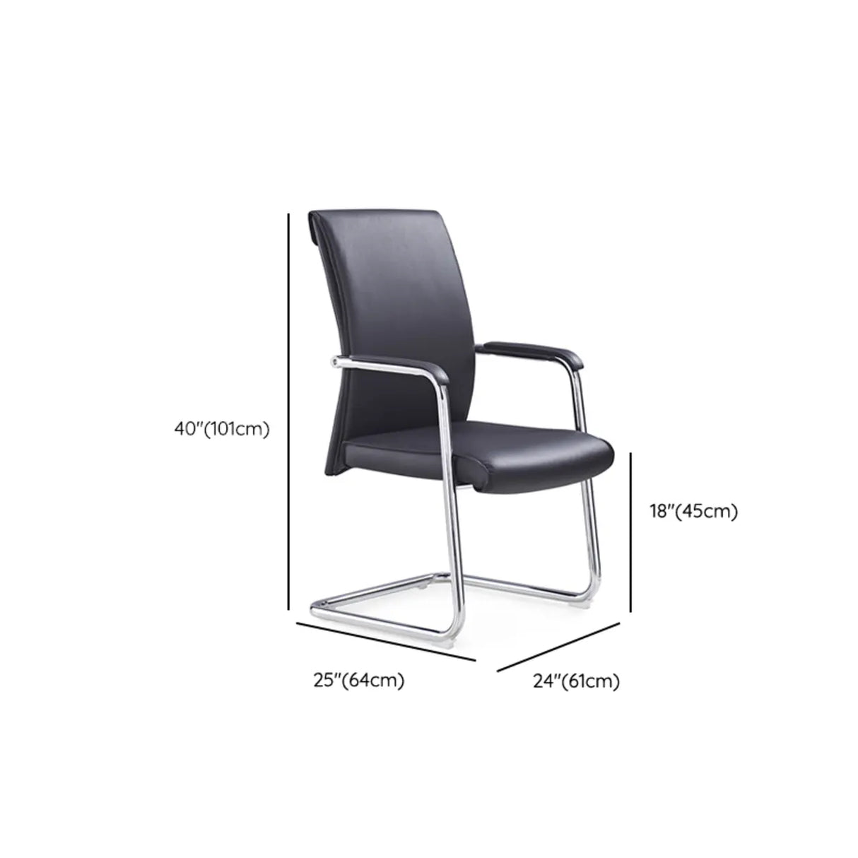 Black Modern Ergonomic Leather Office Chair with Arms Image - 15