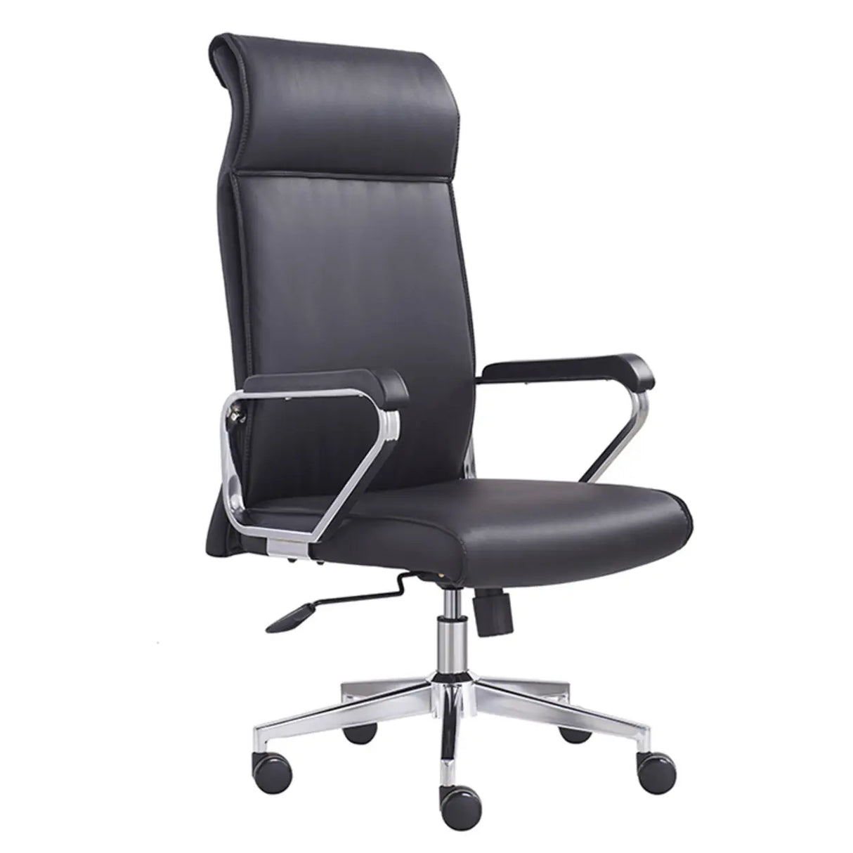 Black Modern Ergonomic Leather Office Chair with Arms Image - 2