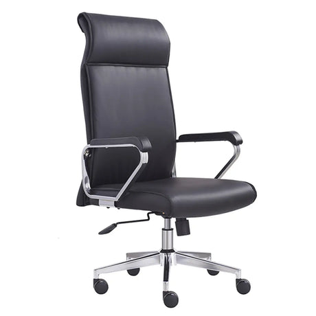 Black Modern Ergonomic Leather Office Chair with Arms Image - 2