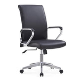 Black Modern Ergonomic Leather Office Chair with Arms Image - 3