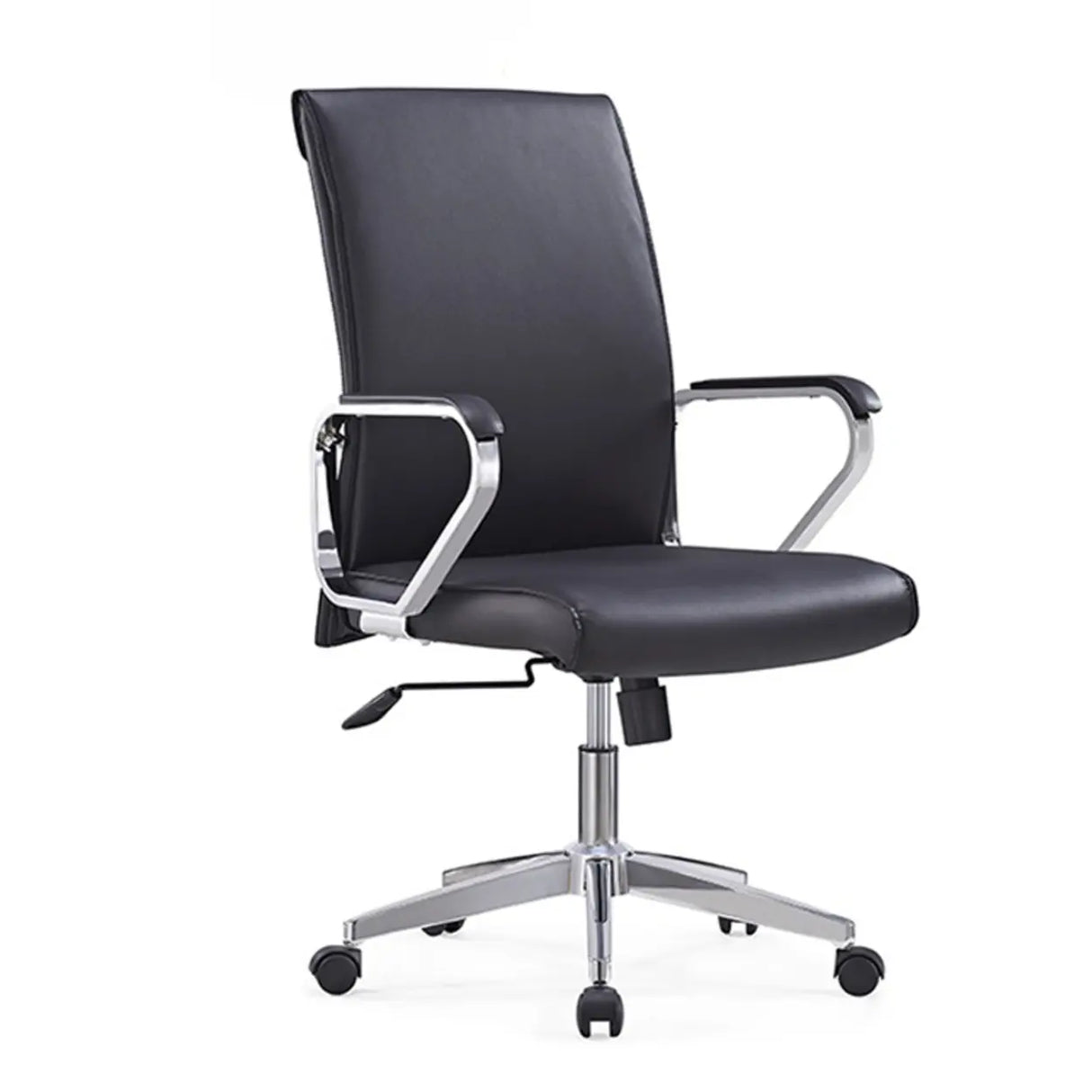 Black Modern Ergonomic Leather Office Chair with Arms Image - 8