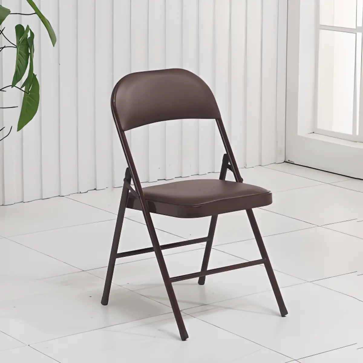 Black Modern Foldable Armless Metal Task Office Chair Image - 12
