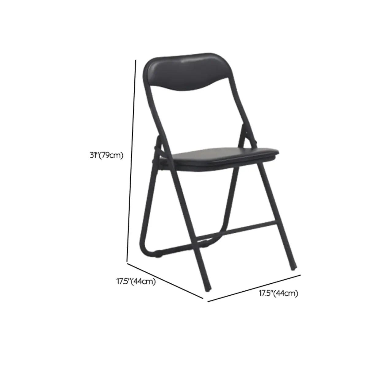 Black Modern Foldable Armless Metal Task Office Chair 