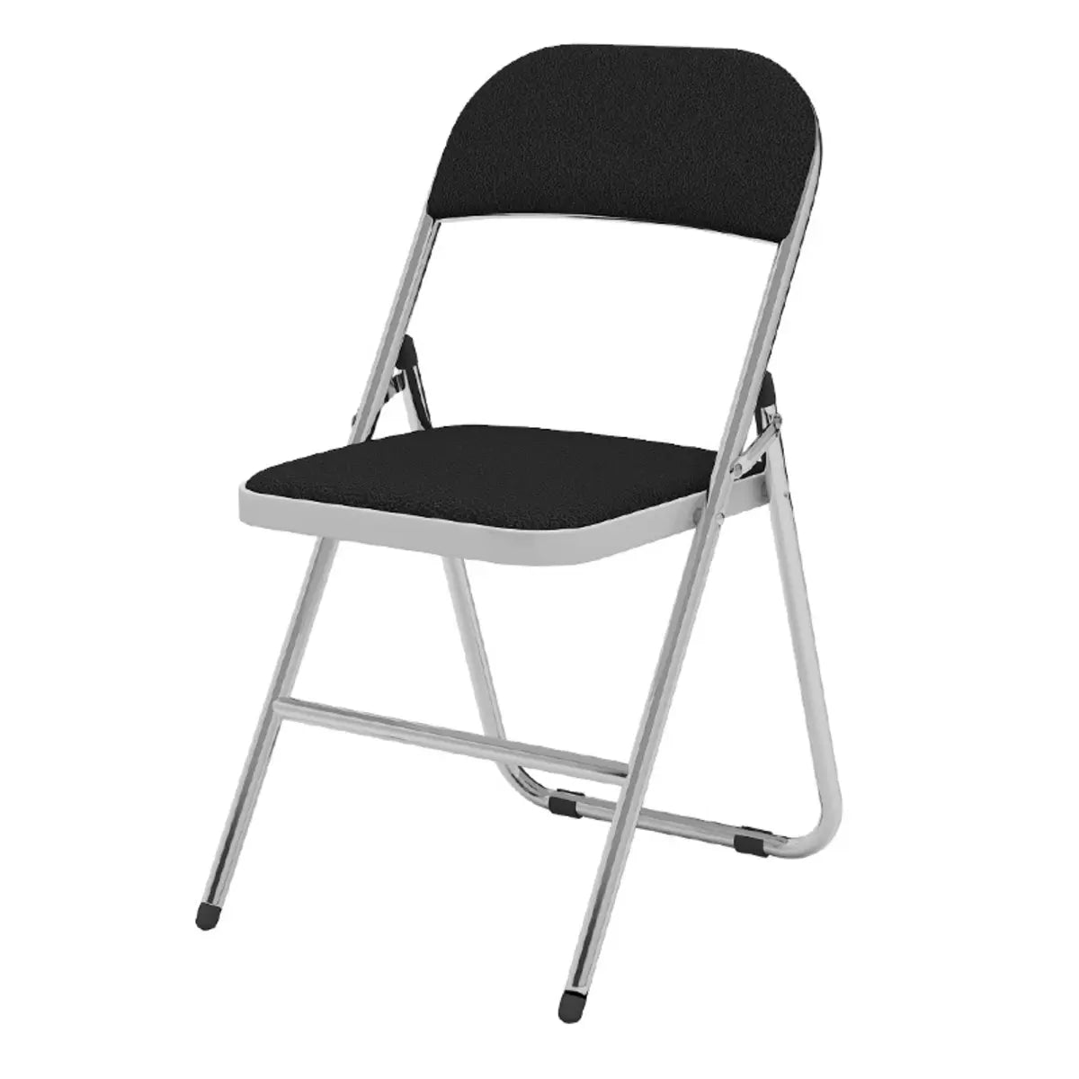 Black Modern Foldable Armless Metal Task Office Chair Image - 5