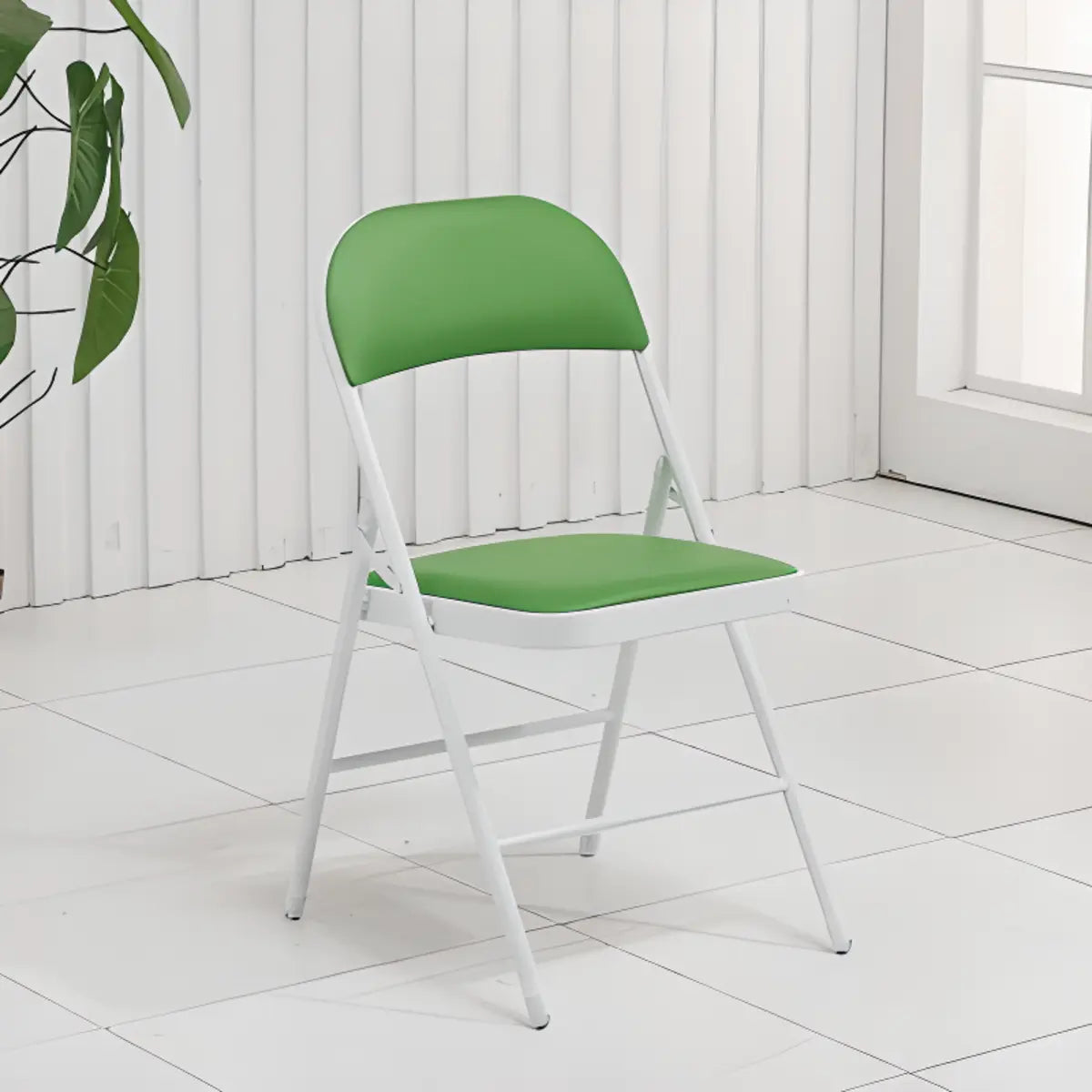 Black Modern Foldable Armless Metal Task Office Chair Image - 8