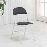 Black Modern Foldable Armless Metal Task Office Chair Image - 9