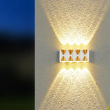 Black Modern Geometric Metal External Up Down Wall Lights Image - 4