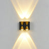 Black Modern Geometric Metal External Up Down Wall Lights Image - 6